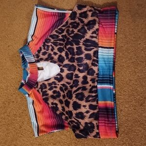 Crazy Train Clothing - Women's Medium Short Crop Top - Cheetah and Western Print